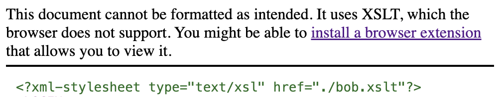 xslt সনাক্ত হলে Chrome এ প্রদর্শিত বার্তা।