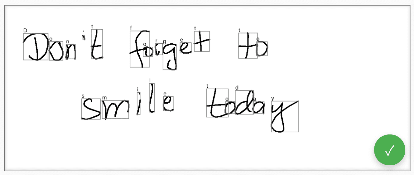 מציירים תיבות מסביב לכל גרפמה מזוהה