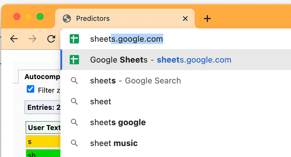 ฟีเจอร์ &quot;การคาดคะเนข้อความ&quot; ในแถบที่อยู่ของ Chrome