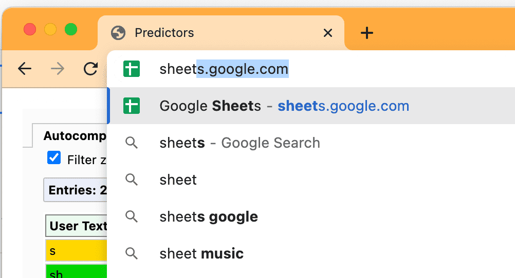 Chrome のアドレスバーの「予測入力」機能