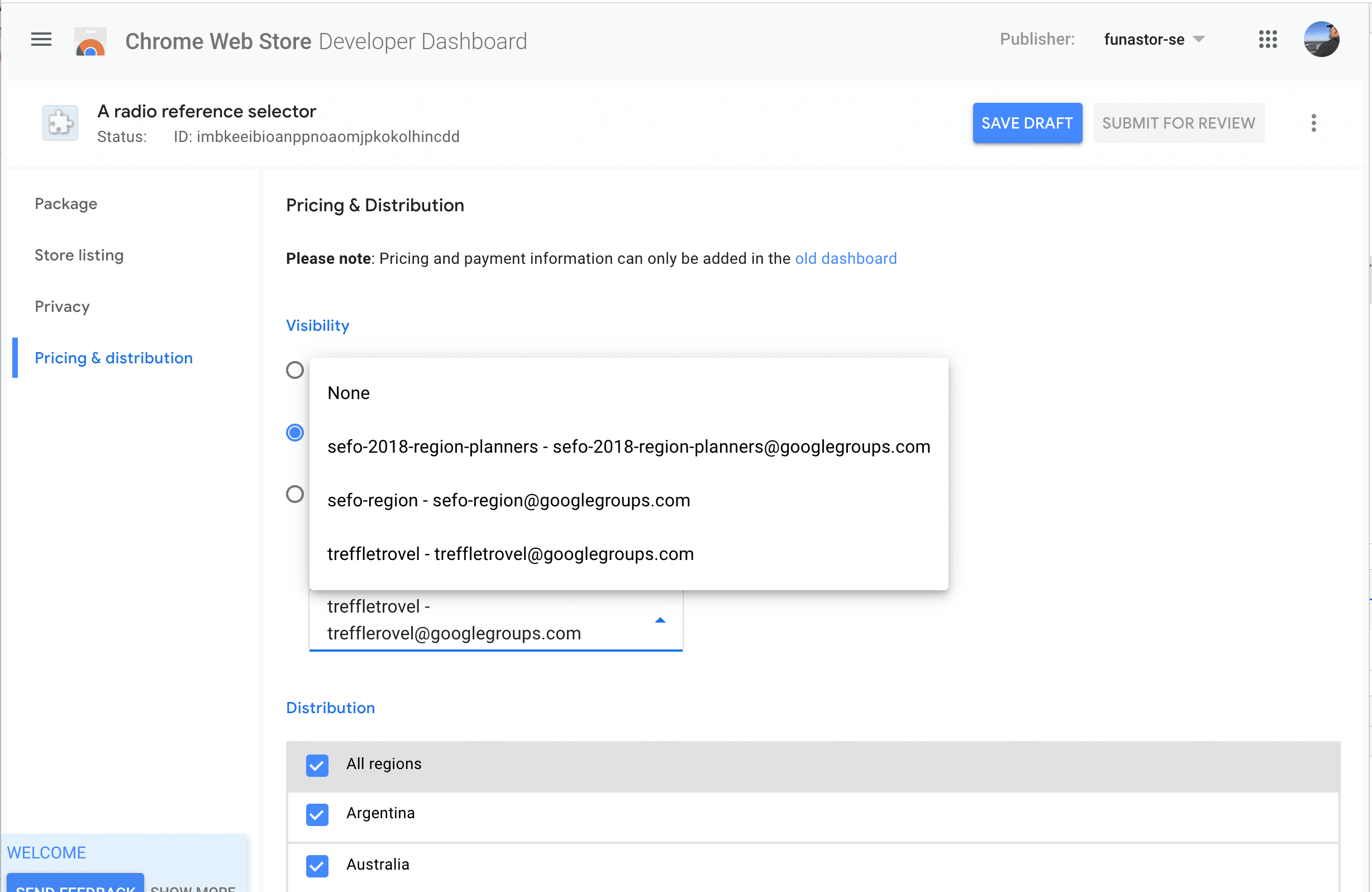 非公開の公開設定に追加されたグループを示すスクリーンショット