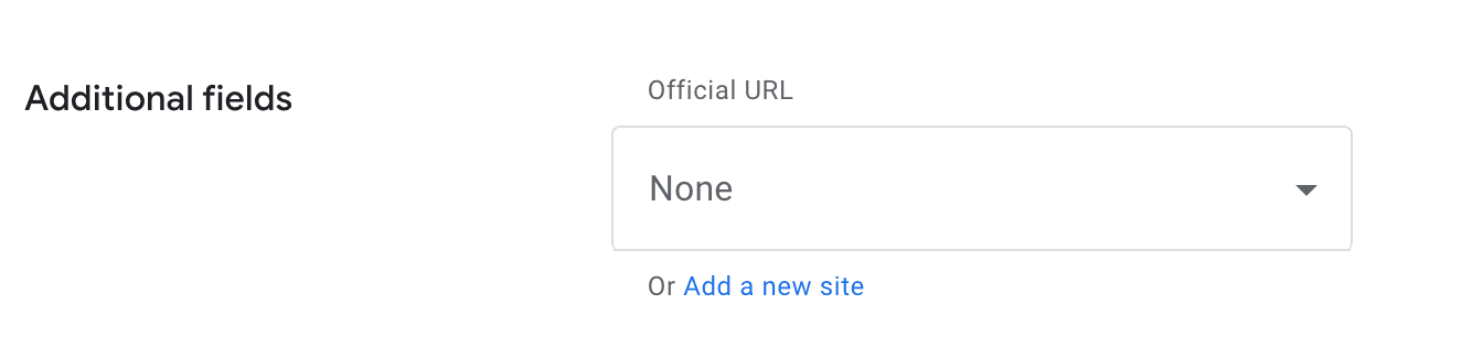 Screenshot des Drop-down-Menüs für die offizielle URL