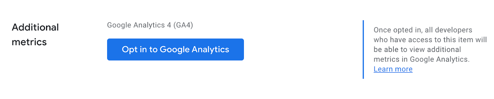 הבעת הסכמה לשימוש בממשק המשתמש של Google Analytics במרכז השליטה למפתחים