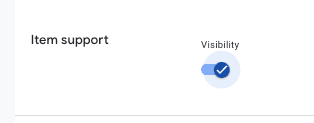 Visibility toggle under Item support section